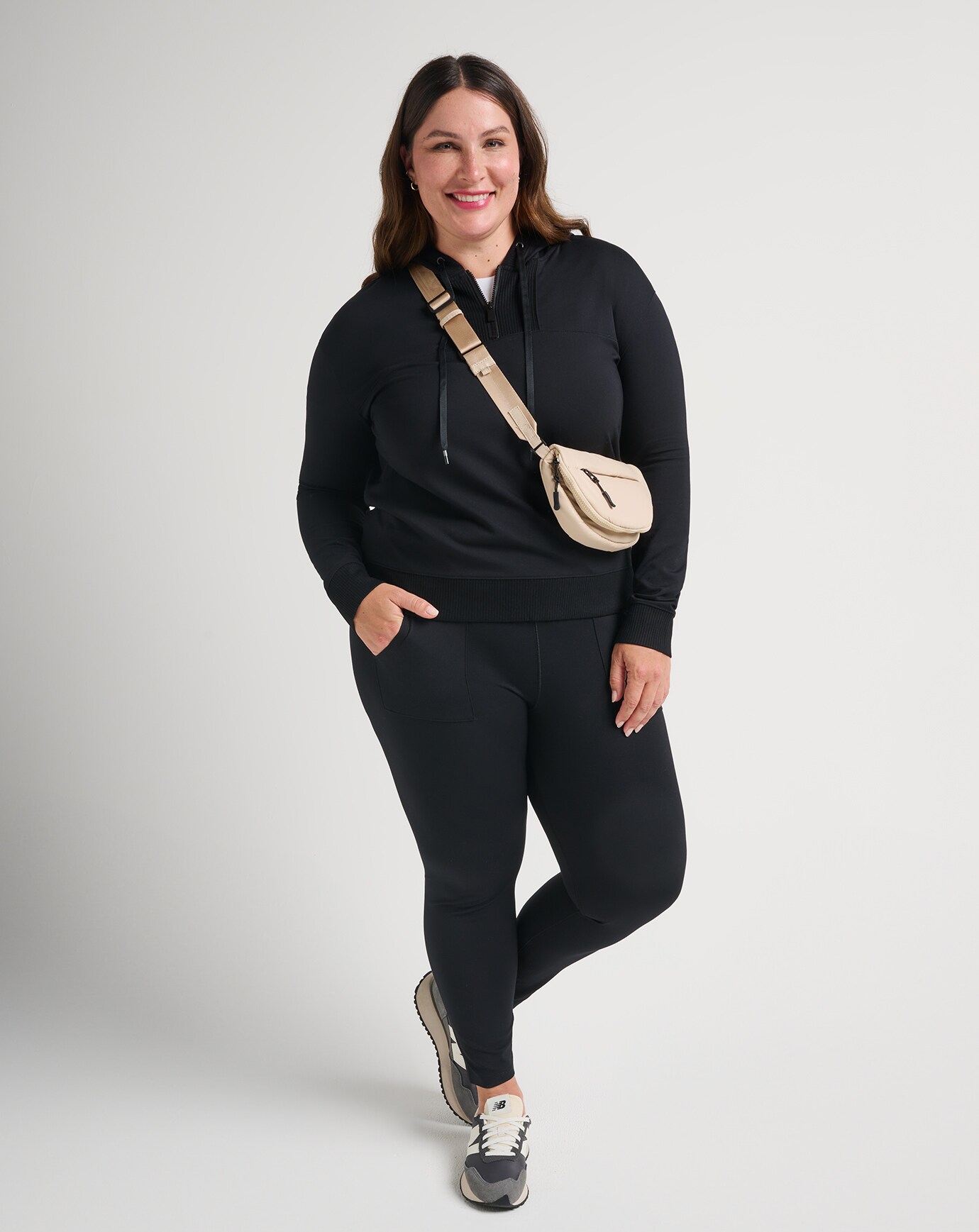 HORIZON LINE 1/4 ZIP PONTE HOODIE Image Thumbnail 2