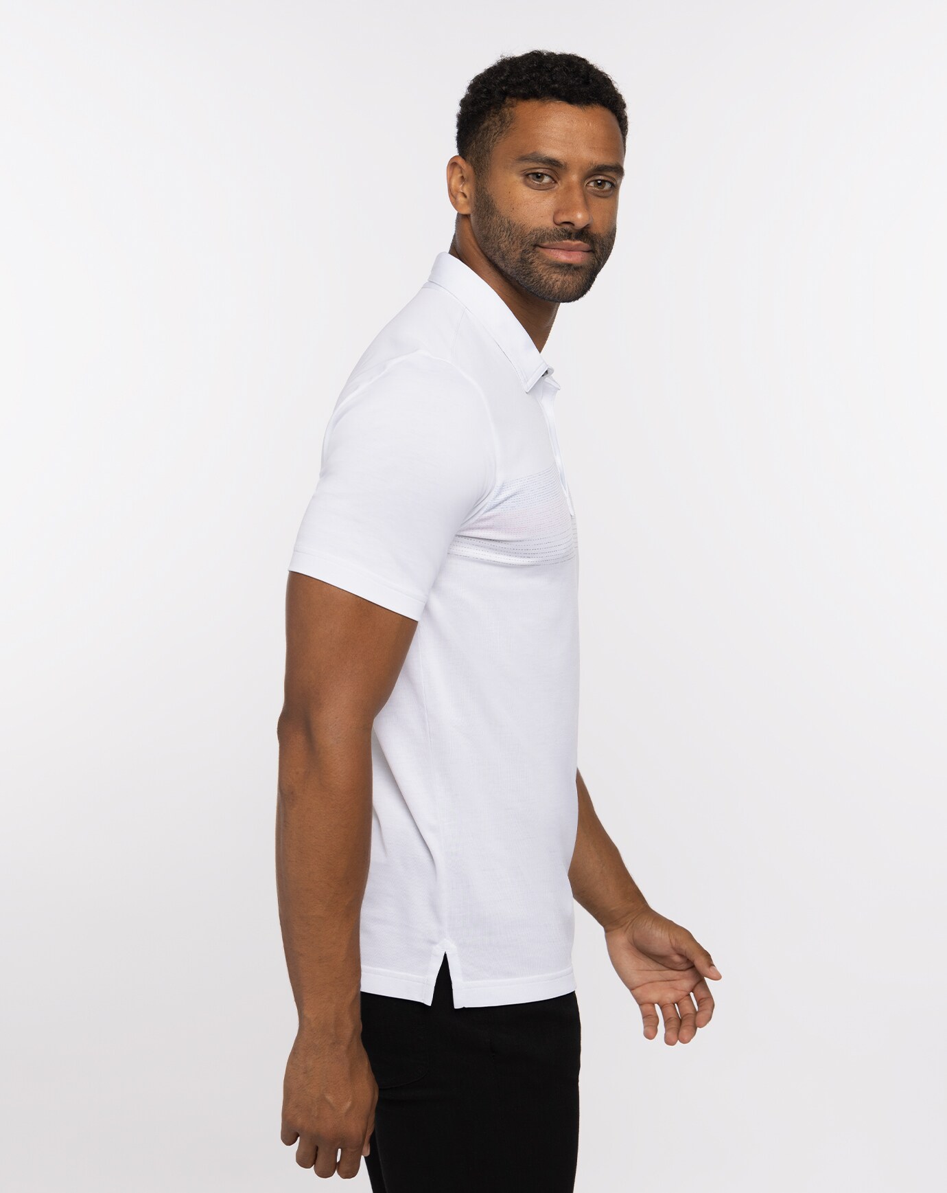 White polo shirt top side