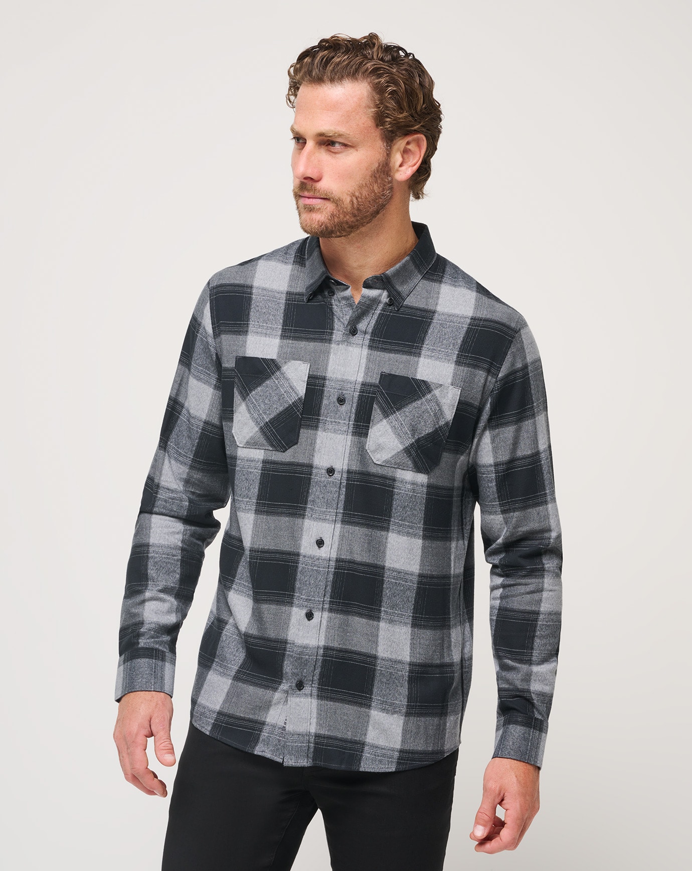 CLOUD FLANNEL PLAID BUTTON-UP Image Thumbnail 1