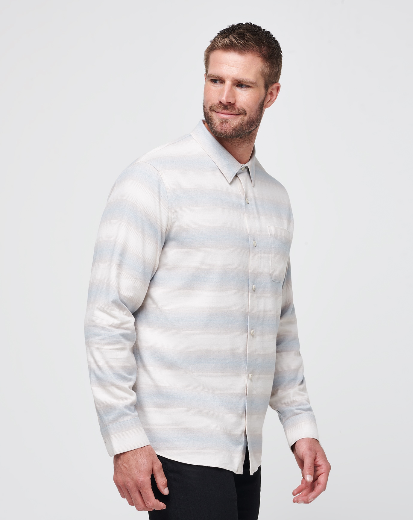 CLOUD FLANNEL STRIPE BUTTON-UP Image Thumbnail 1