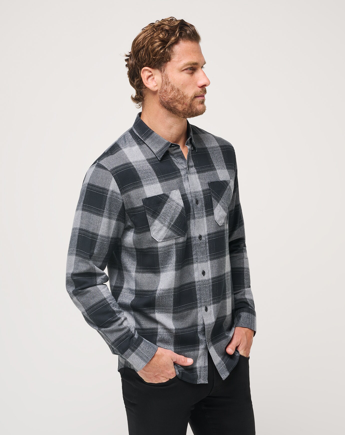 CLOUD FLANNEL PLAID BUTTON-UP | TravisMathew