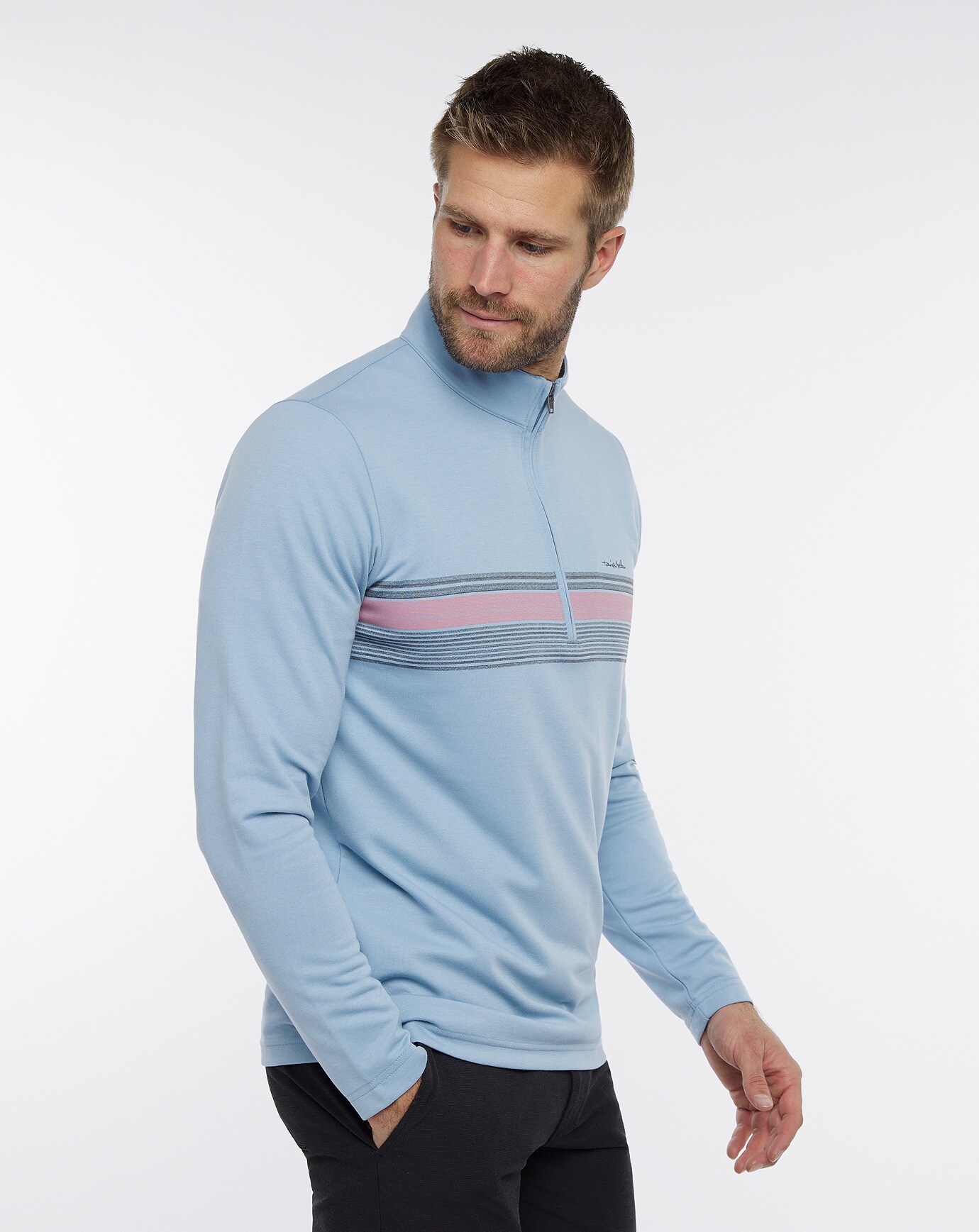 UPGRADED STRIPED QUARTER ZIP Image Thumbnail 3