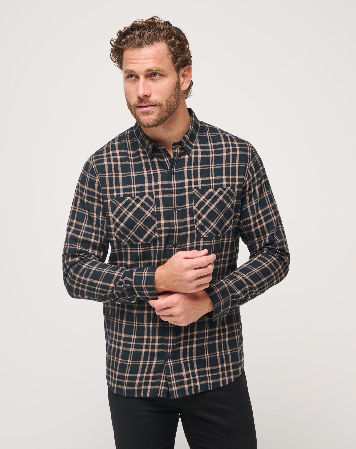 CLOUD FLANNEL PLAID BUTTON-UP