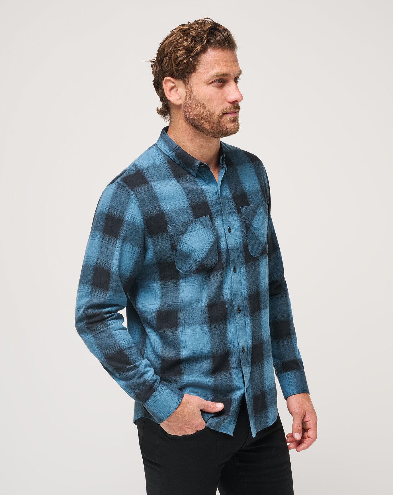 CLOUD FLANNEL PLAID BUTTON-UP | TravisMathew