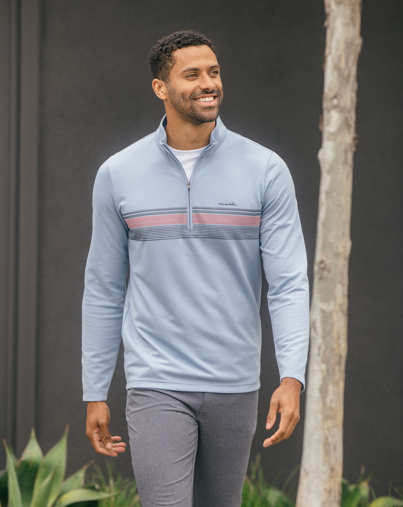 UPGRADED STRIPED QUARTER ZIP Image Thumbnail 4