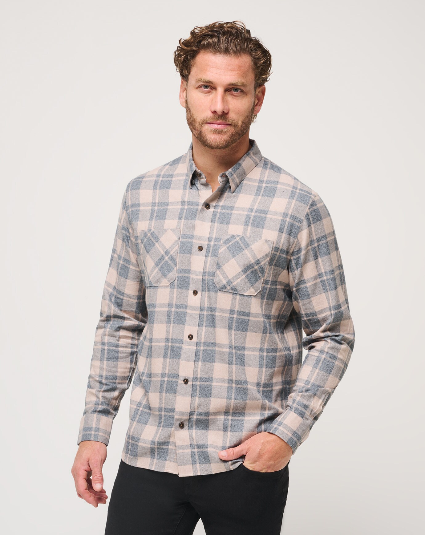 CLOUD FLANNEL PLAID BUTTON-UP Image Thumbnail 1