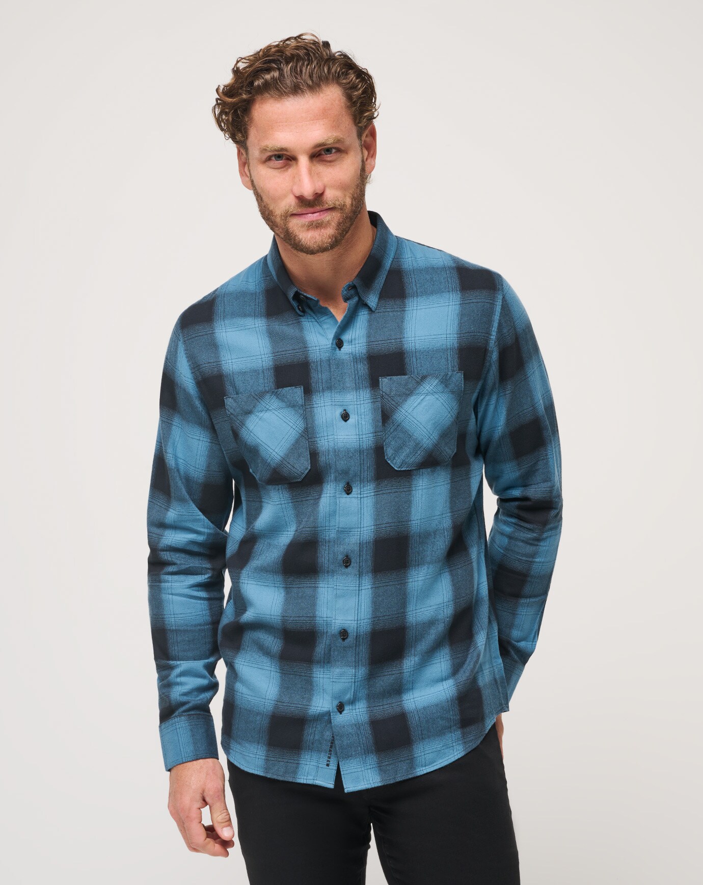CLOUD FLANNEL PLAID BUTTON-UP_1MZ383_0BSB_