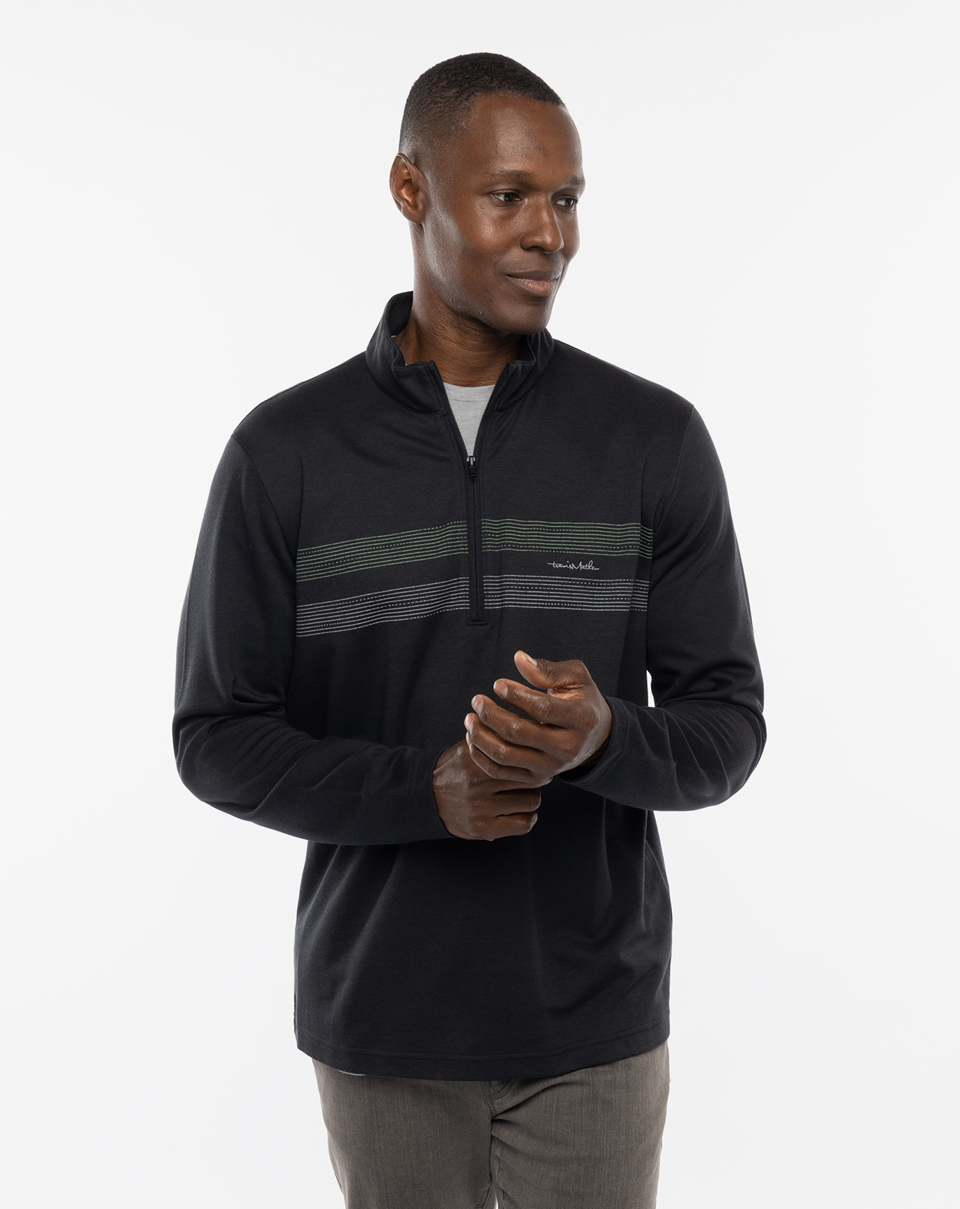 UPGRADED STRIPED QUARTER ZIP 1