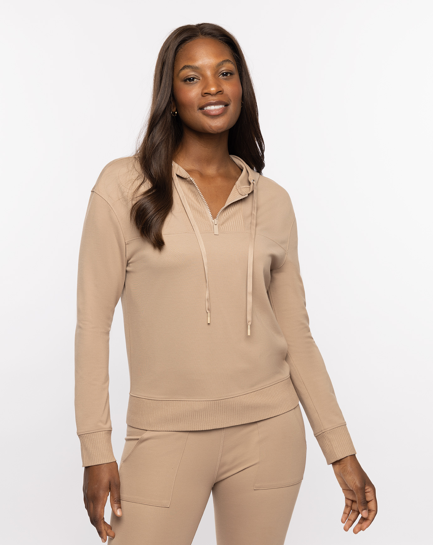 HORIZON LINE 1/4 ZIP PONTE HOODIE 1