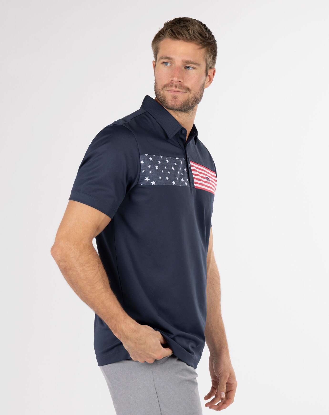 Men's shoulder stripe patriotic polo shirt clearance