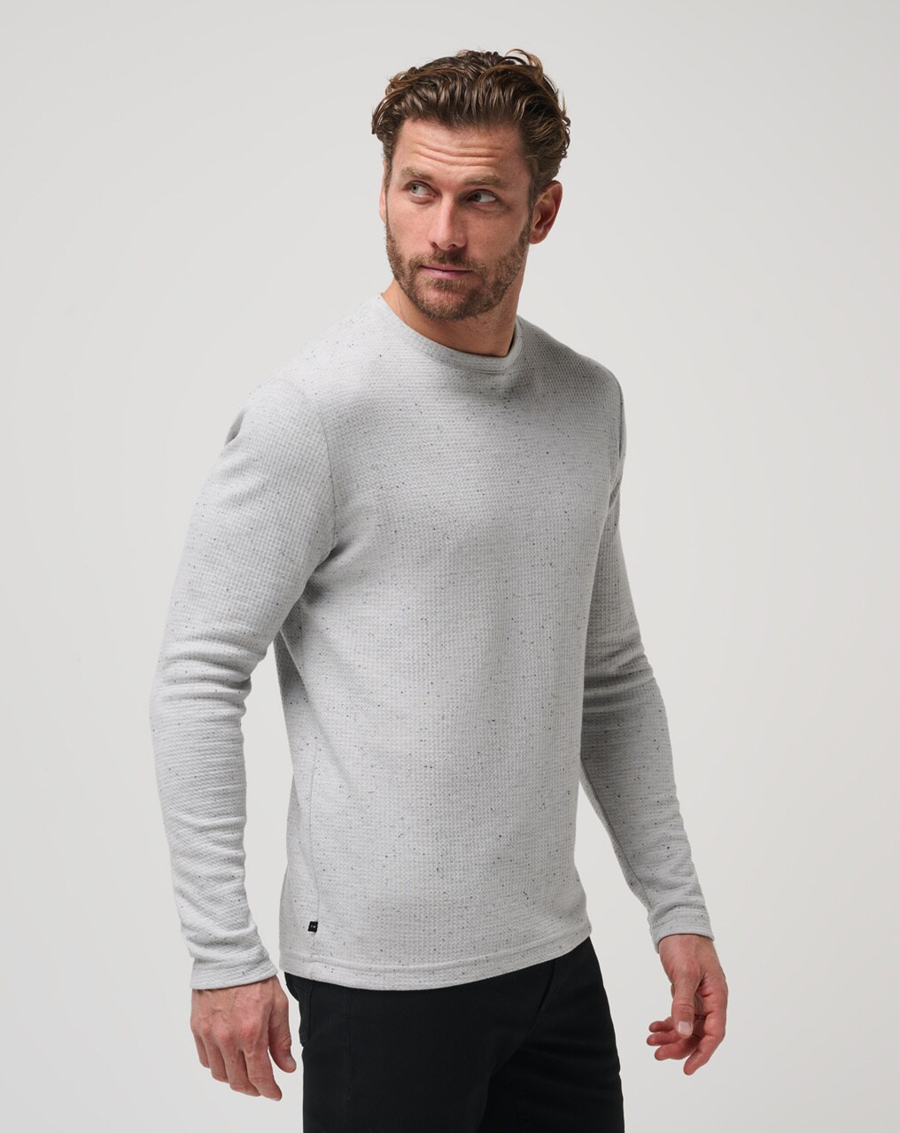 Waffle crew neck jumper sales