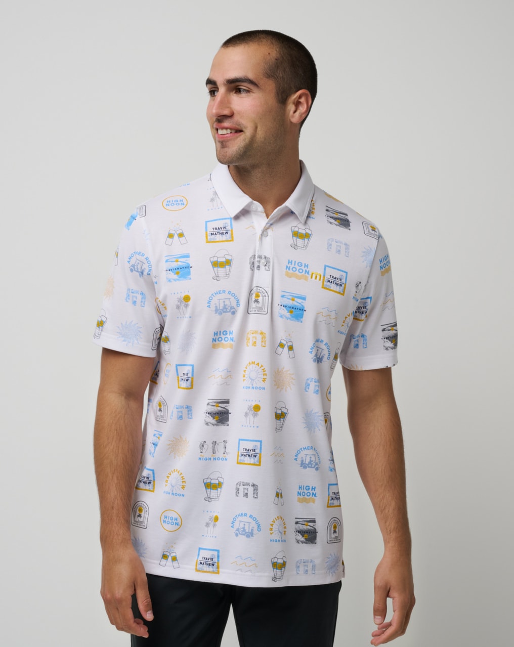 TravisMathew Men s Pineapple Paradise Golf Polo in White Size Large