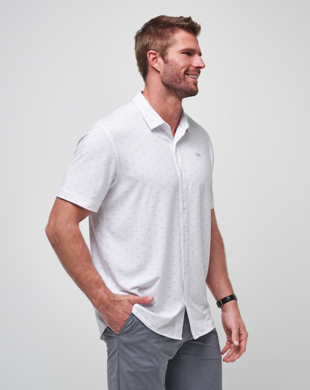 SET A COURSE BUTTON UP TravisMathew
