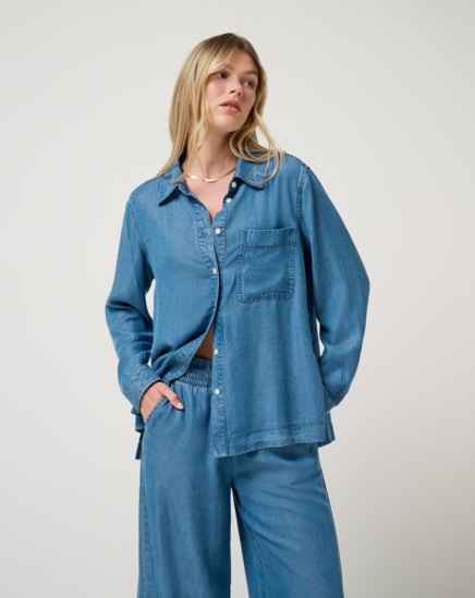CHAMBRAY BUTTON DOWN LONG SLEEVE Image Thumbnail 4