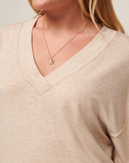 CLOUD TERRY VNECK TOP Image Thumbnail 2