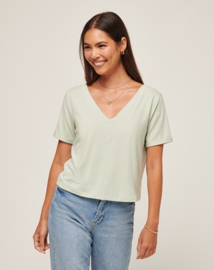CALM WATERS VNECK TOP Image Thumbnail 0