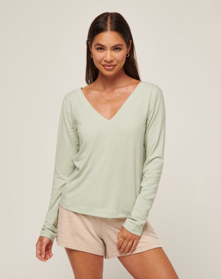 BAY WAVES VNECK TOP Image Thumbnail 0