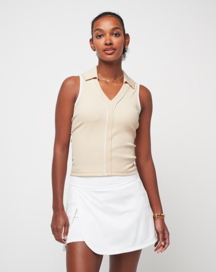 SIP AND SEA MOVEKNIT SLEEVELESS POLO Image Thumbnail 1