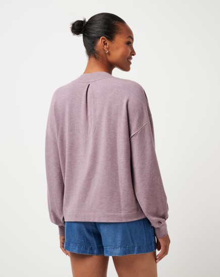 CLOUD TERRY VNECK TOP Image Thumbnail 1