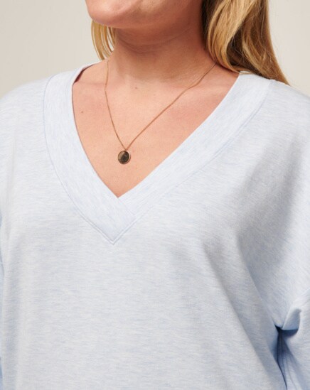 CLOUD TERRY VNECK TOP Image Thumbnail 2