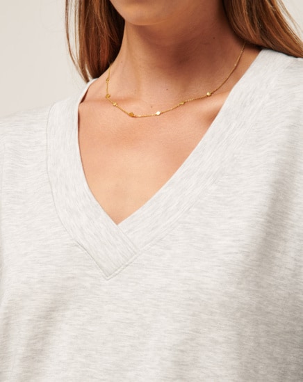 CLOUD TERRY VNECK TOP Image Thumbnail 2