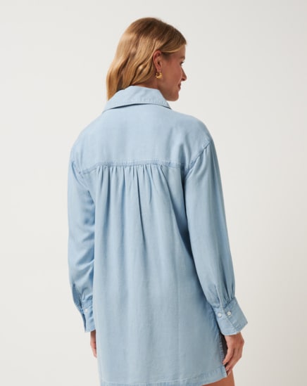 CHAMBRAY SHIRT DRESS Image Thumbnail 2