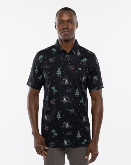 christmas print polo shirt