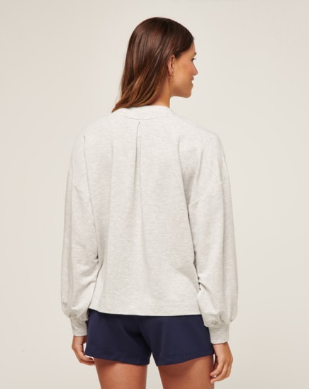 CLOUD TERRY VNECK TOP Image Thumbnail 3