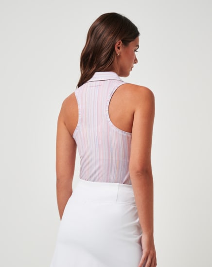 FEATHERWEIGHT PRINTED SLEEVELESS POLO Image Thumbnail 1